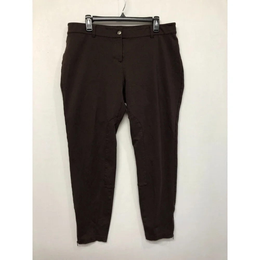 Eileen Fisher Women Rayon Blend Chino Ankle Pants Size Large Brown M170 -30
